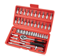 Steckschlüssel- und Schraubendreher-Set, metrisches 1/4-Zoll-Steckschlüssel- und Ratschen-Set mit Verlängerung, verbessertes, kompaktes Werkzeugset für das Auto